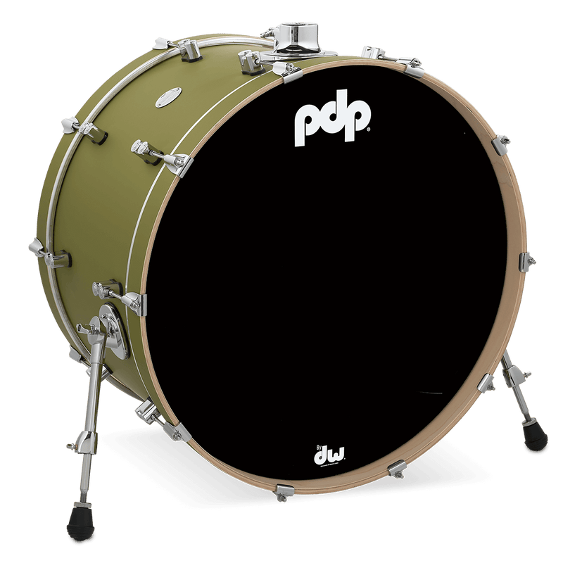 PDP PDCM1424KKSO Concept Maple Finish Ply Bass Drum (Satin Olive) - 14" x 24"