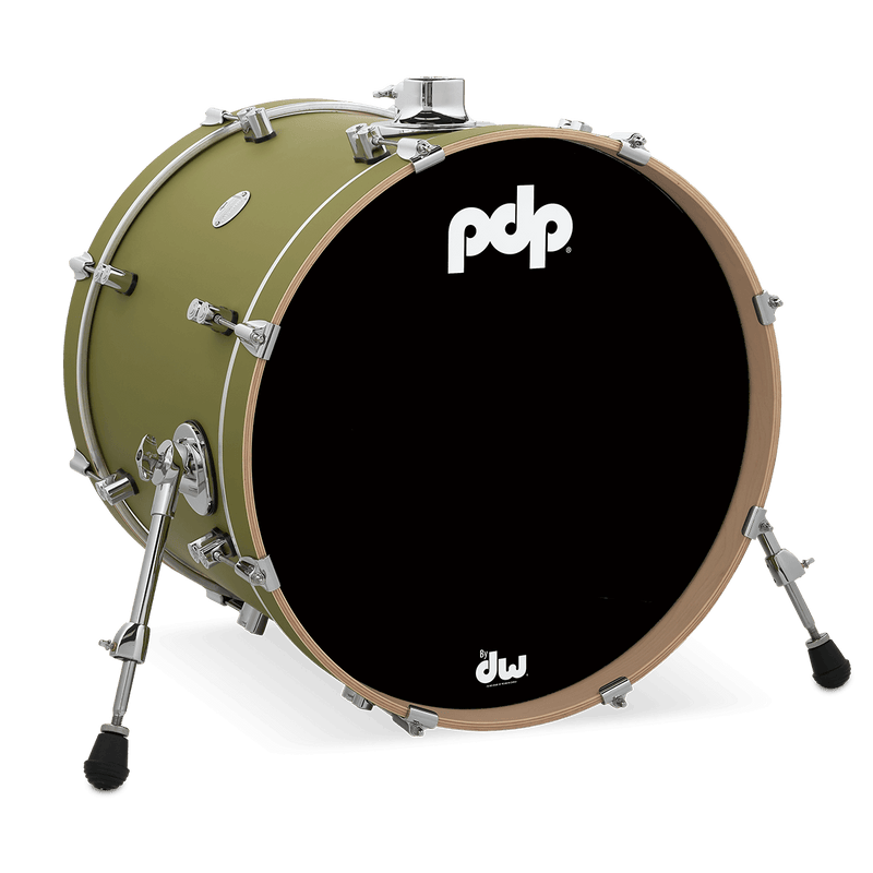 PDP PDCM1620KKSO Concept Maple Finish Ply Bass Drum (Satin Olive) - 16" x 20"