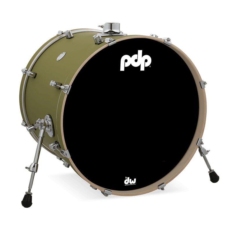 PDP PDCM1822KKSO Concept Maple Finish Ply Bass Drum (Satin Olive) - 18" x 22"