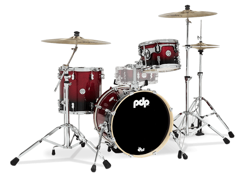PDP PDCM18BPRB Concept Maple 3-Piece Bop Shell Pack Lacquer Finish (Red to Black Fade)