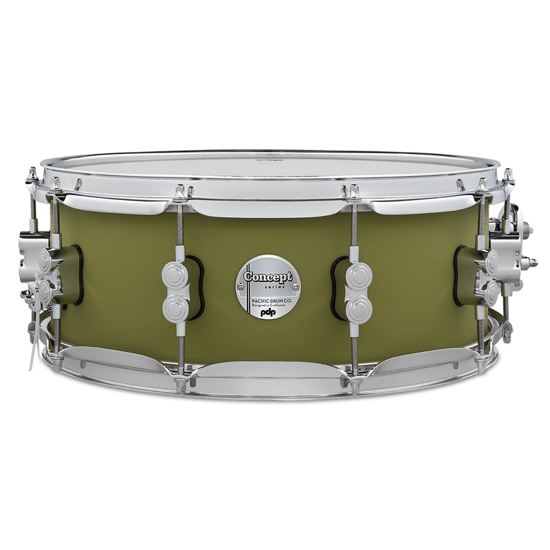 PDP PDCM5514SSSO Concept Maple Finish Ply Snare Drum (Satin Olive) - 5.5" x 14"