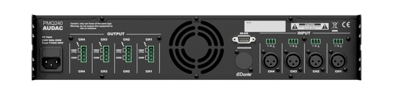 Amplificateur de puissance Audac PMQ240 WaveDynamic à quatre canaux 70/100 V