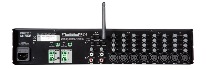 Audac PRE220 Two Zone 10 Channel Stereo Pre-Amplifier