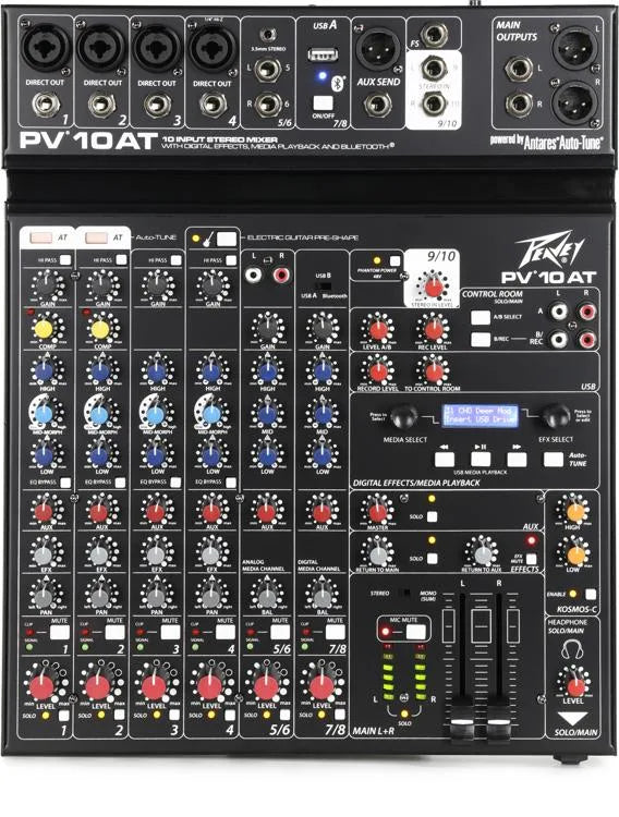 Peavey PV®10AT Compact 10 Channel Mixer with Bluetooth and Antares® Auto-Tune