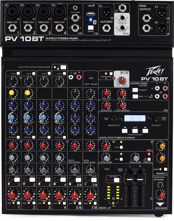 Peavey PV® 10BT Compact 10 Channel Mixer with Bluetooth