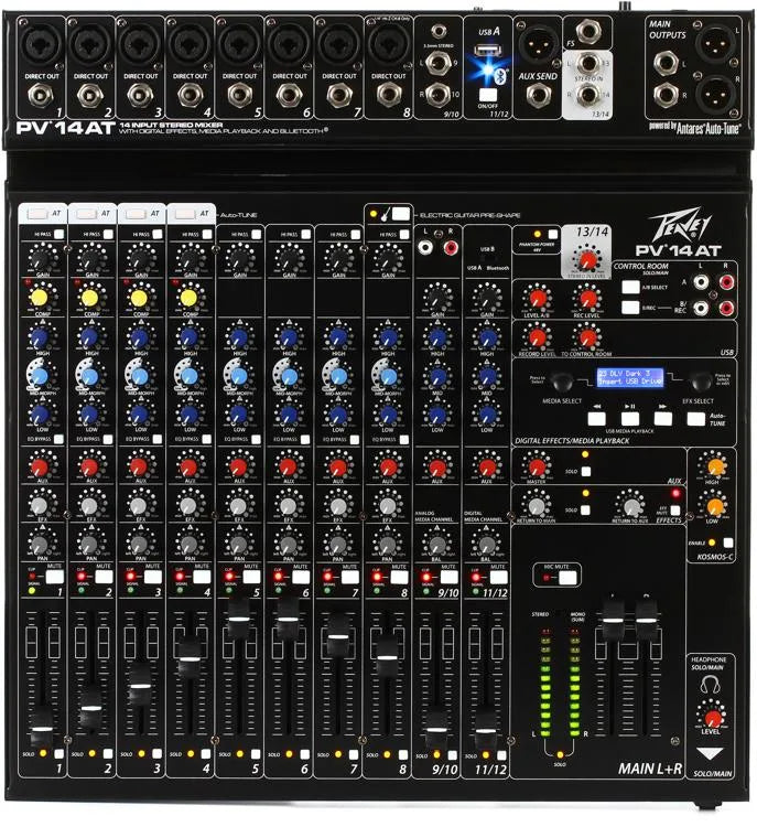 Peavey PV®14AT Compact 14 Channel Mixer with Bluetooth and Antares® Auto-Tune