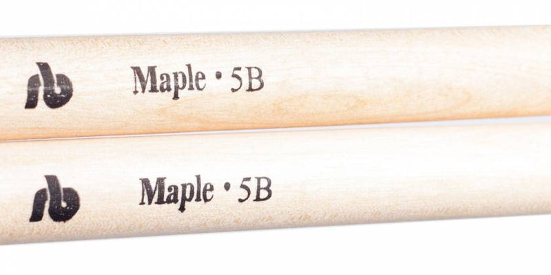 RB Drums RB-5B Maple Drum Sticks w/ Wooden Tip - Red One Music