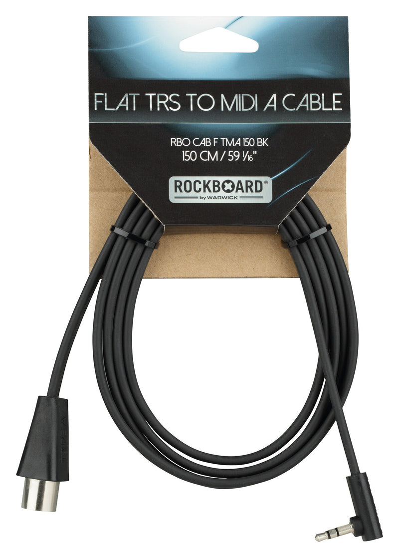 RockBoard RBO CAB F TMA 150 BK Câble plat TRS vers MIDI, TRS-MIDI Type A - 150 cm / 59 1/16"
