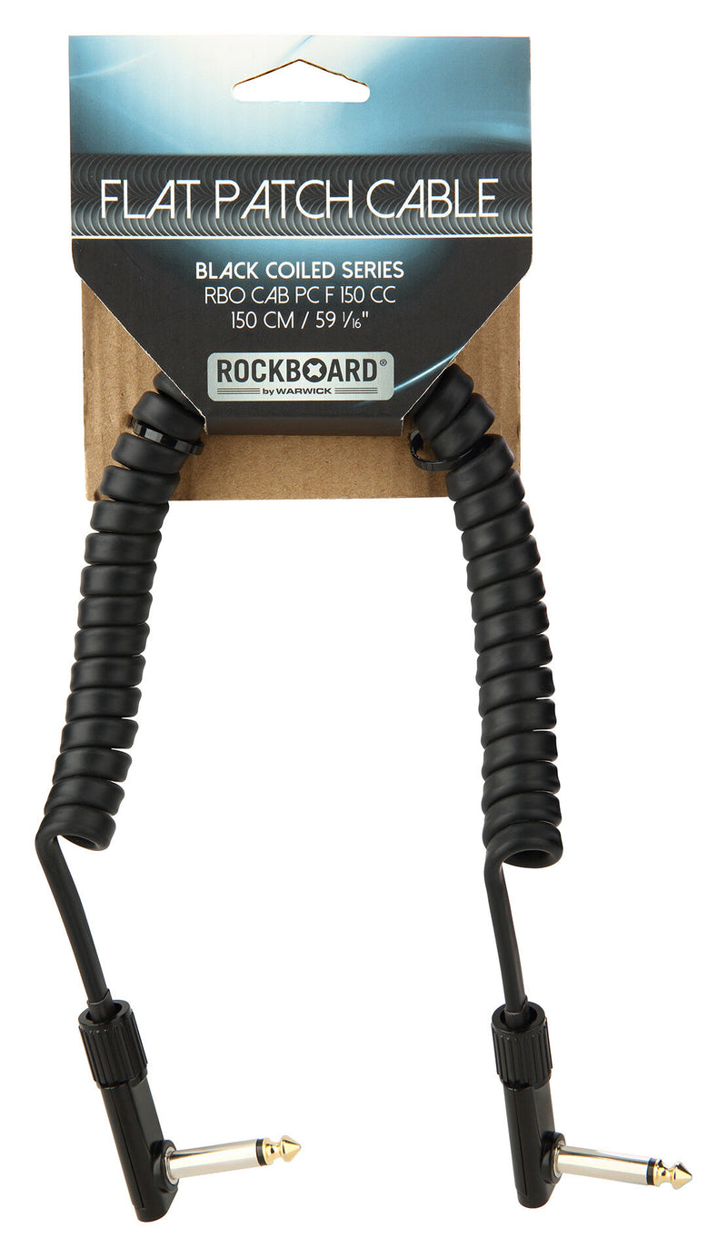 RockBoard RBO CAB PC F 150 CC Black Coiled Series Flat Patch Cable - 150 cm / 59 1/16"