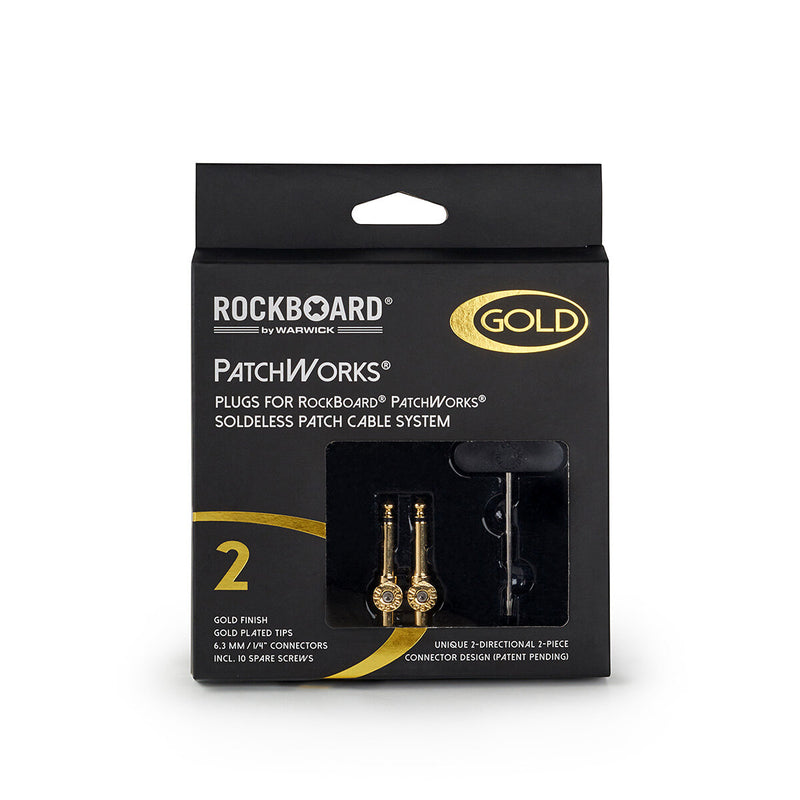 RockBoard RBO CAB PW PLUG 2 GD PatchWorks Solderless Plugs, 2 pcs. - Gold