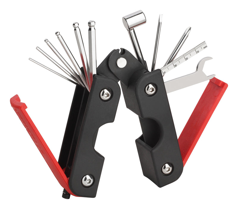 RockCare RB TOOL MULTI TOOL M 13-In-1 Multi-Tool Set with String Winder for Guitar & Bass (Metric / Red)