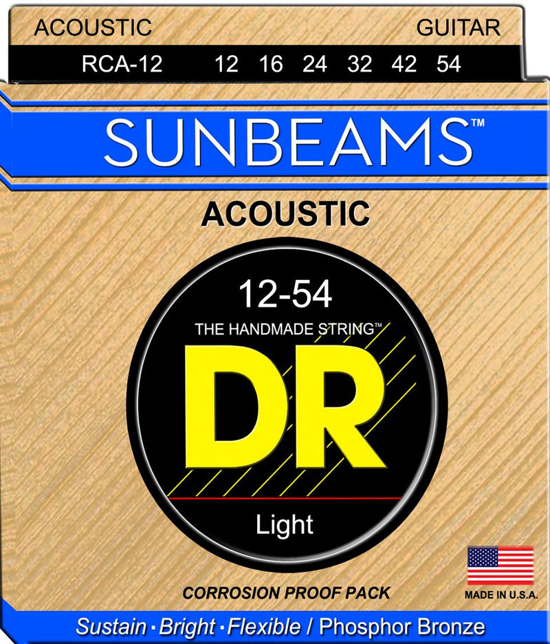DR Handmade Strings RCA-12 Sunbeam Acoustic Guitar Strings - Light (12-54)