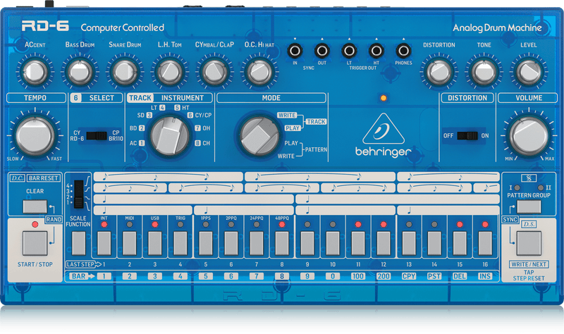 Behringer RD-6-BB  Analog Drum Machine - Blueberry (DEMO)
