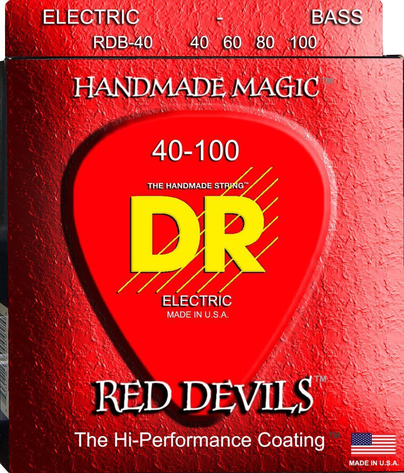 DR Handmade Strings RDB-40 Red Devils Coated Bass Strings - Light (40-100)