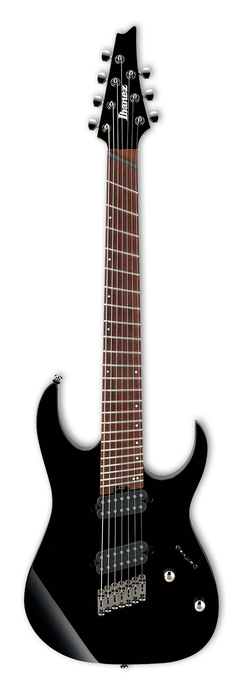Ibanez RGMS7-BK - Guitare électrique 7 cordes avec frettes en éventail - Noir