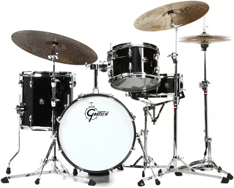Gretsch Drums RN2-J484-PB 4-Piece (12,14,18,14SN) Shell Pack With Snare Drum (Piano Black)