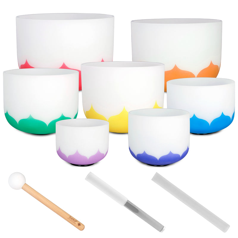 SELA SELLU-Set Crystal Singing Bowl Chakra 7 pièces Set Lotus - 432 Hz