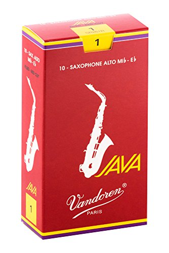 Vandoren SR261R Java Filed Red Cut Alto saxophone Reeds Strength 1 (Pack of 10)