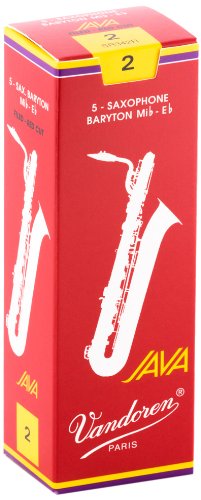 Vandoren SR342R Java Filed Red Cut Baritone saxophone Reeds Strength 2 (Pack of 5)