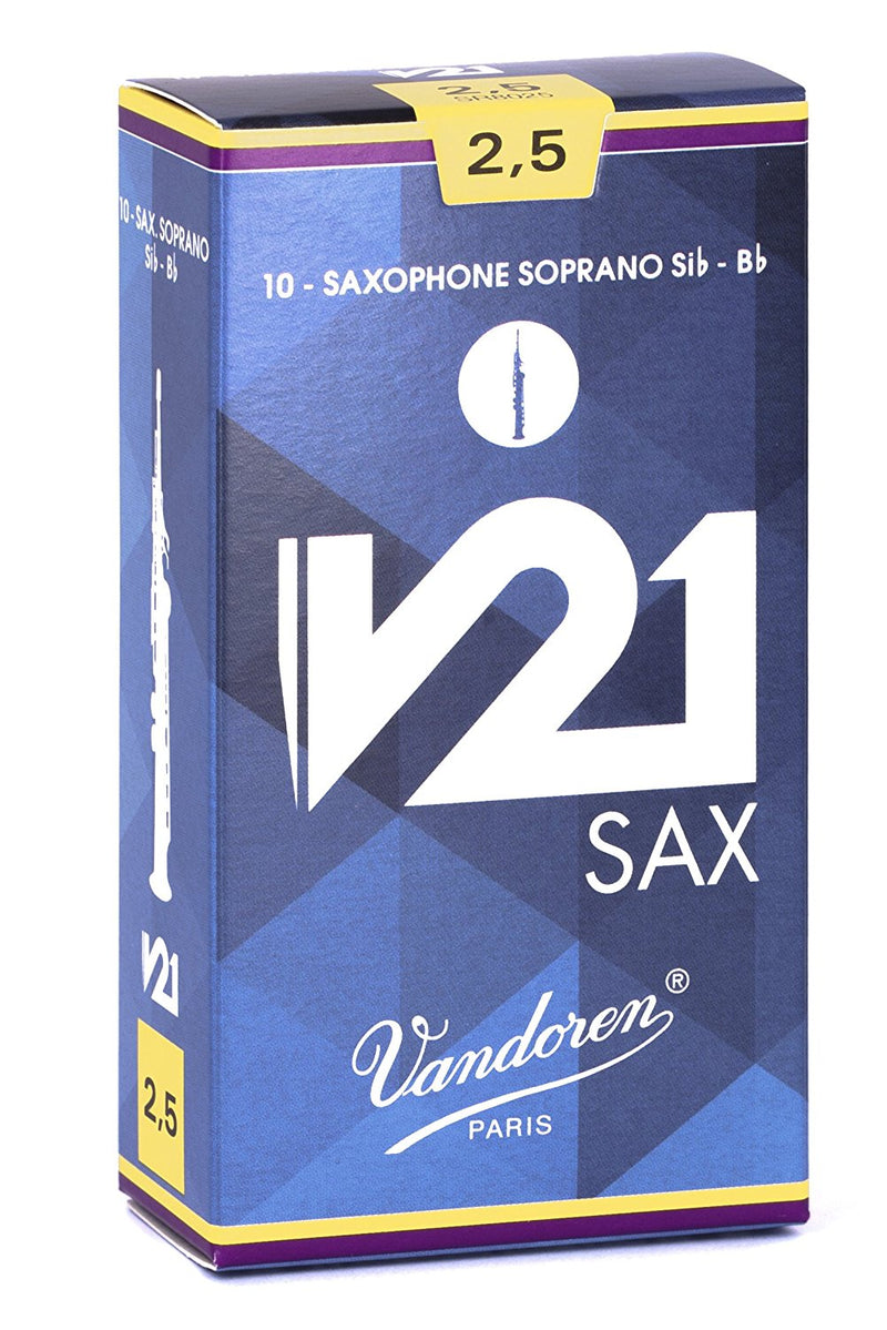 Vandoren SR8025 Soprano Sax Reeds V21 Strength 2.5 (Box of 10)