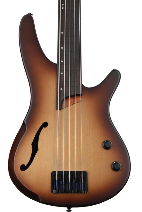 Ibanez SRH505FNNF - Semi Hollow Electric Bass Fretless with Piezo Pickup - Natural Brown Burst
