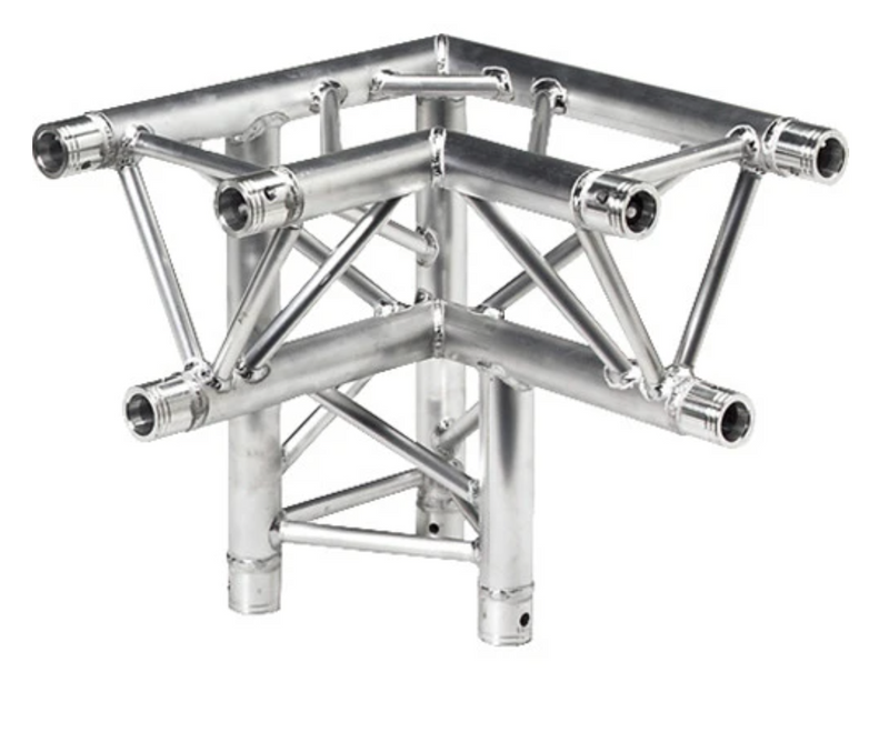 Global Truss F33-TR-4093DL - Three-Way 90° Apex Down - Left Corner for F33 Triangular Truss System (1.64')