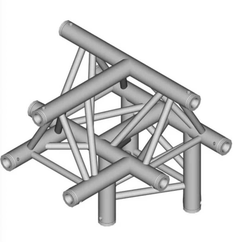 Global Truss F33-TR-4097U - 1.64' 4-Way Triangular T-Junction Apex Up for F33 Triangle Truss