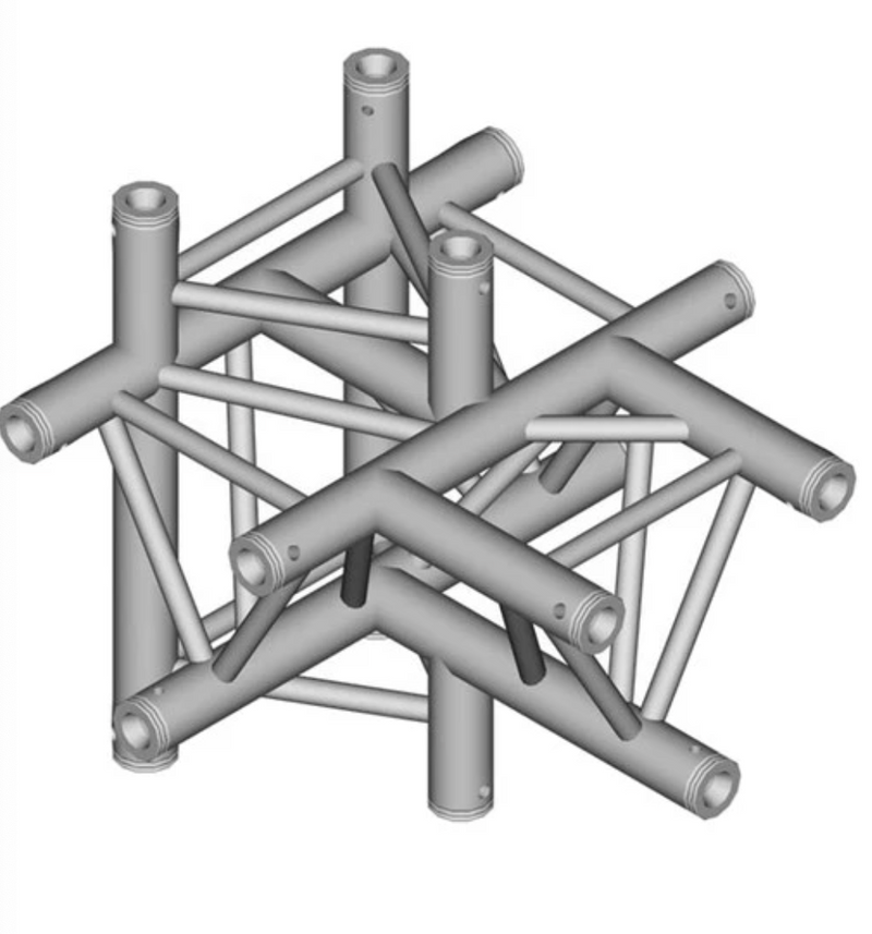 Global Truss F33-TR-4099U/D - 1,64' Apex de jonction en T triangulaire à 5 voies haut/bas pour ferme triangulaire F33