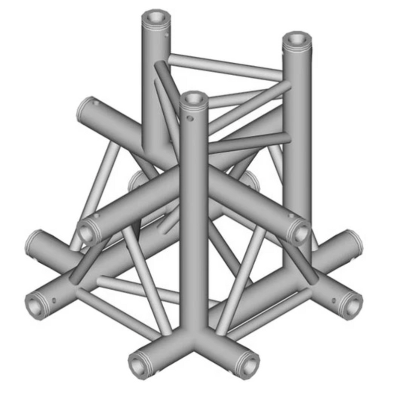 Global Truss F33-TR-4101D - 1.64' 5-Way Triangular Cross-Junction Apex Down for F33 Triangle Truss