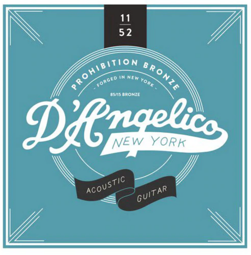 D'Angelico DAPB1152 Prohibition Bronze 11 - 52 Acoustic Guitar Strings