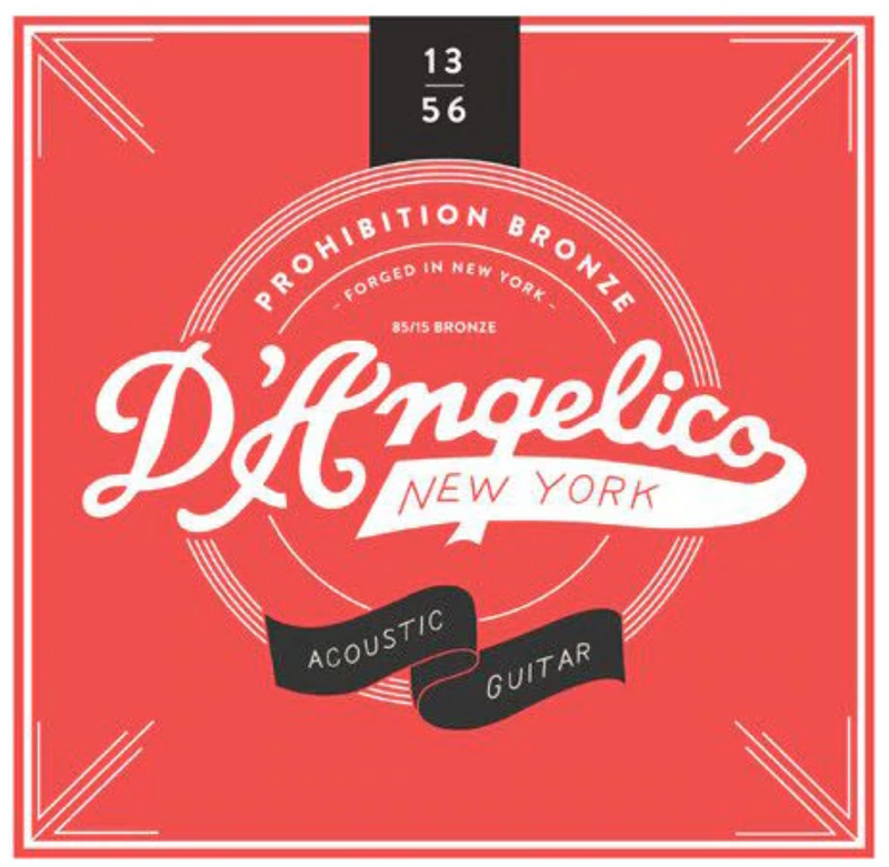 D'Angelico DAPB1356 Prohibition Bronze 13 - 56 Acoustic Guitar Strings