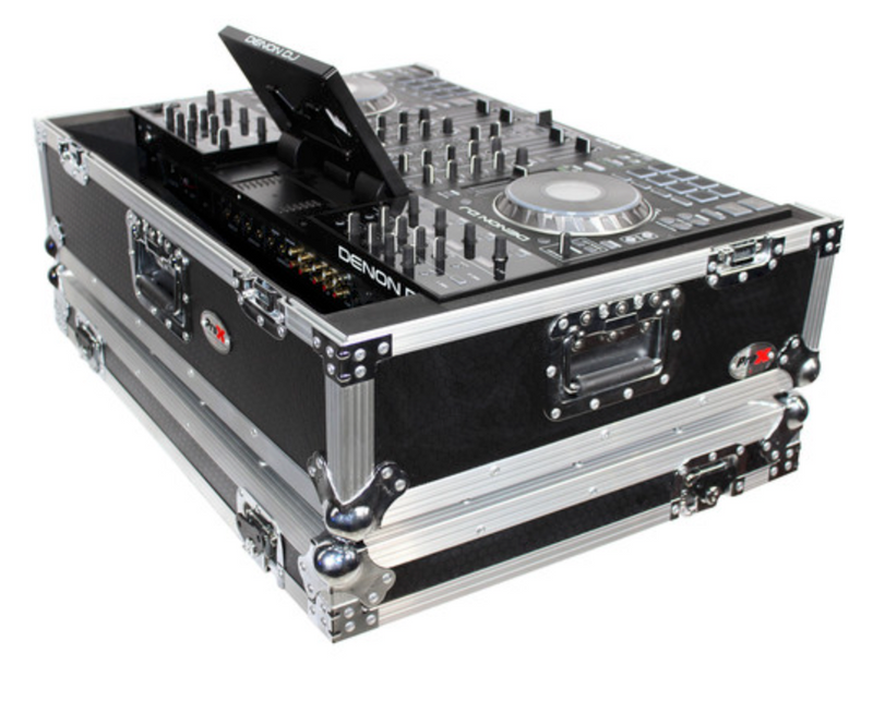ProX XS-PRIME4 W2U Flight Case w/2 RU Rackspace and Wheels for Denon DJ Prime 4 (Black & Silver)