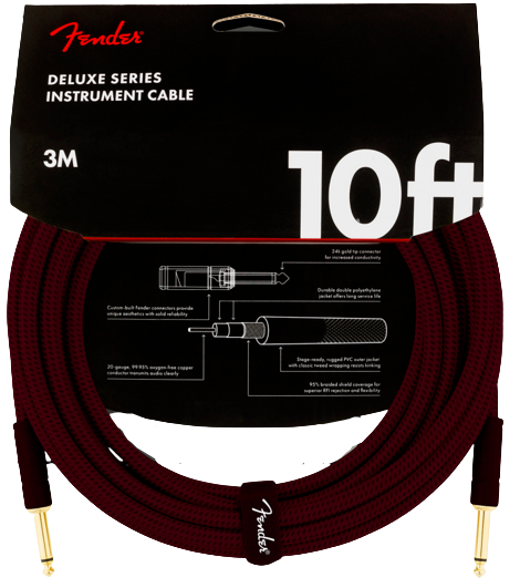 Fender DELUXE Woven Tweed Cable (Oxblood) - 10'