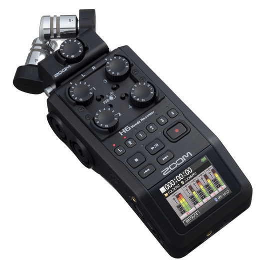 Zoom H6AB 6-Input / 6-Track Portable Handy Recorder with Single Mic Capsule (All Black)