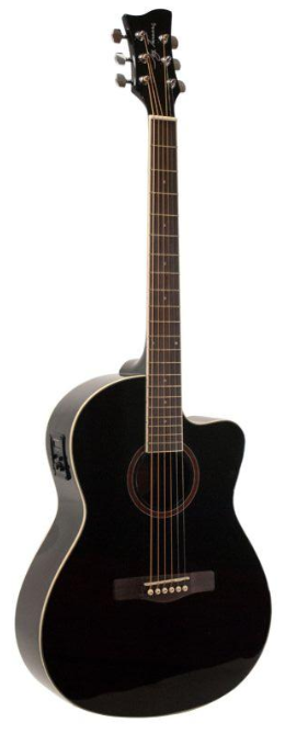 Jay Turser JTA524D-CE-BK Guitare électrique acoustique à pan coupé unique avec préampli et micro (noir)
