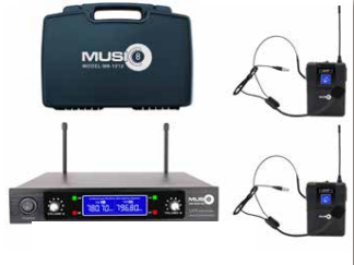 Music8 M8-200HS Wireless Headseat Dual Mic System - Red One Music