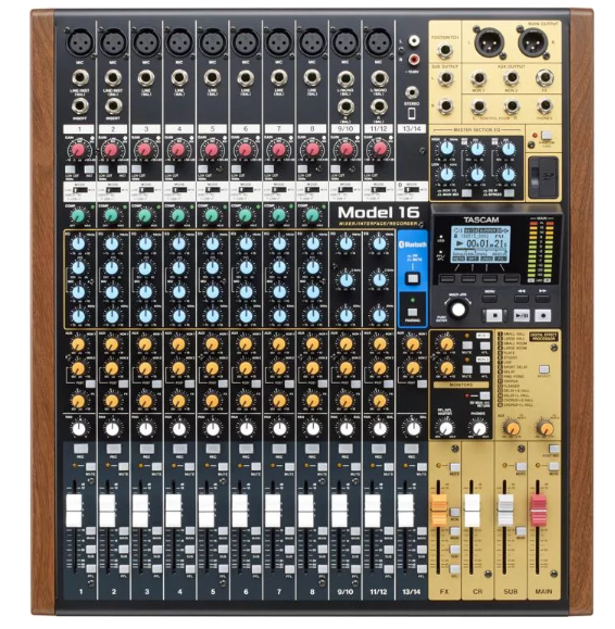 Tascam Model 16 Mixer 14-channel Analog Mixer with 16-in/14-out USB Audio Interface - Red One Music