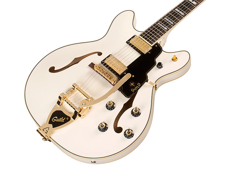 Guild NEWARK Starfire VI Guitare électrique avec cordier Guild Vibrato - Snowcrest White