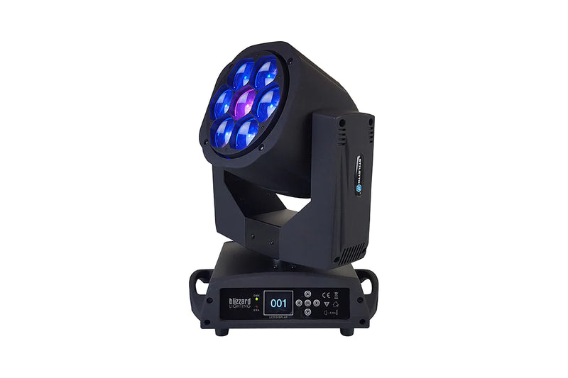 Éclairage Blizzard Stiletto i7 7x15W RVBW LED MOTION LETER avec zoom et lentilles avant rotatives
