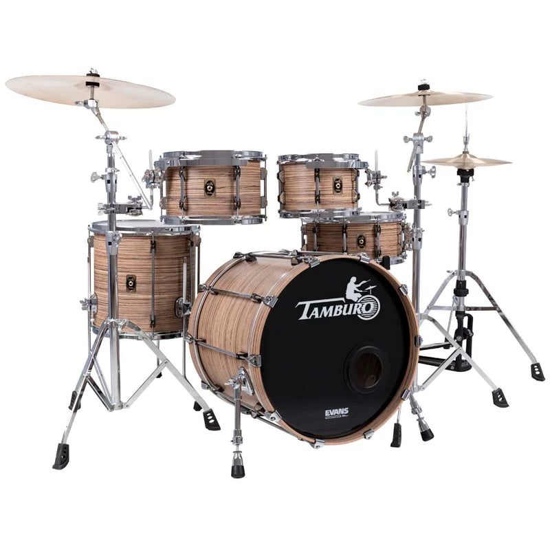 Tamburo TB UNIKA522ZS16 UNIKA Series 5-piece Wood Shell Pack with Snare Drum and 22" Bass Drum and 16" Floor Tom (Zebrano)