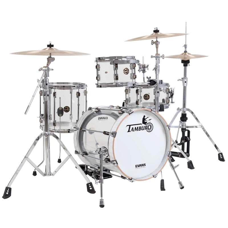 Tamburo TB VL416N VOLUME Series 4-piece Seamless-Acrylic Shell Pack with Snare Drum and 16" Bass Drum (Clear)