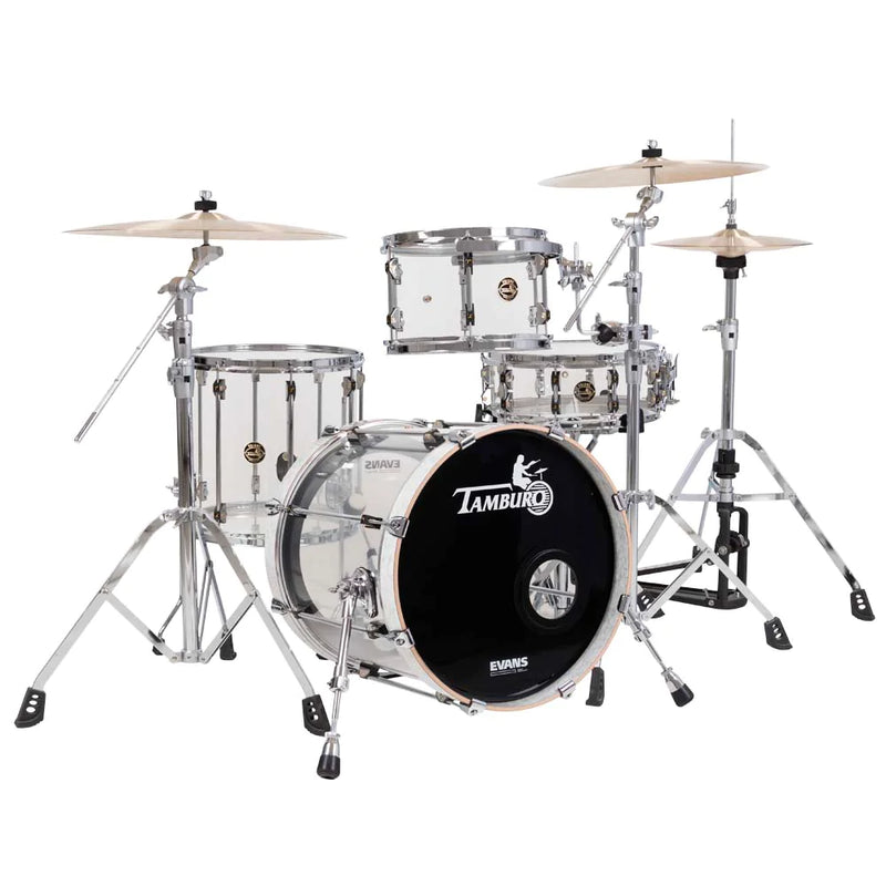 Tamburo TB VL418N VOLUME Series 4-piece Seamless-Acrylic Shell Pack with Snare Drum and 18" Bass Drum (Natural Clear)