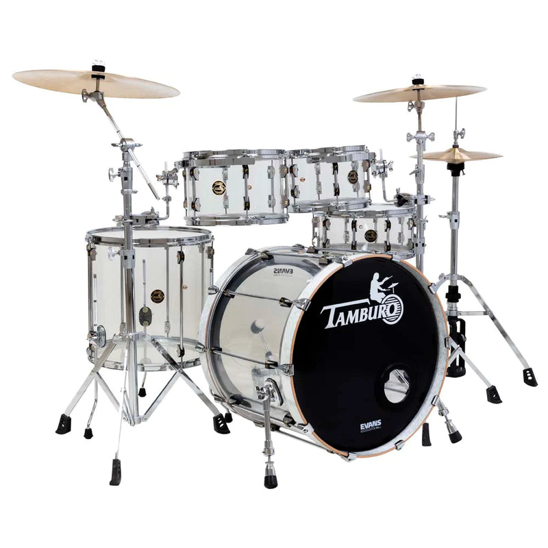 Tamburo TB VL522N16 VOLUME Series 5-piece Seamless-Acrylic Shell Pack with Snare Drum and 22" Bass Drum and 16" Floor Tom (Natural Clear)