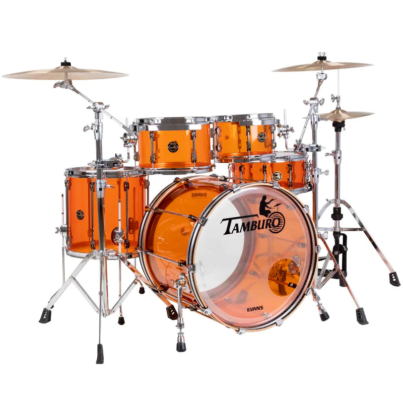 Tamburo TB VL522OR VOLUME Series 5-piece Seamless-Acrylic Shell Pack with Snare Drum and 22" Bass Drum (Orange)