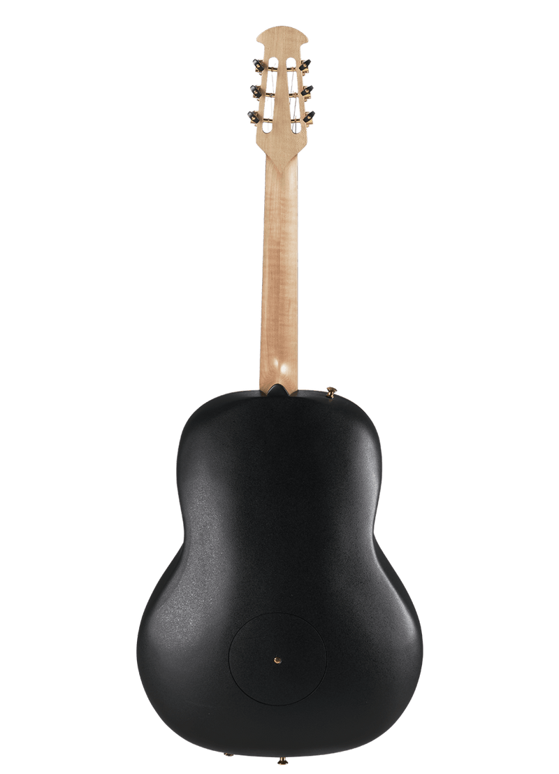 Ovation Adamas 12 frettes non pan coupé - Guitare électro-acoustique de profondeur moyenne - Noir satiné avec flocons de métal cuivré