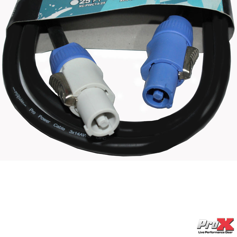 ProX XC-PWC14-06 14 AWG haute performance powerCON® Link gris mâle vers PowerCON® bleu mâle - 6 pieds