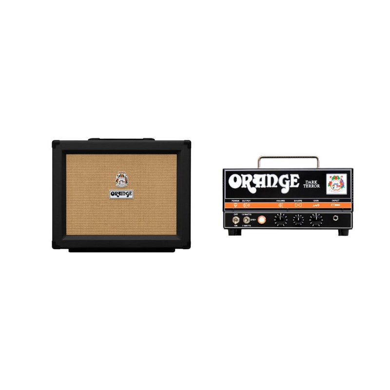 Orange MICRO DARK MD 20W Mini Hybrid Guitar Amp Head + Orange PPC112-BK 60W Guitar Cabinet