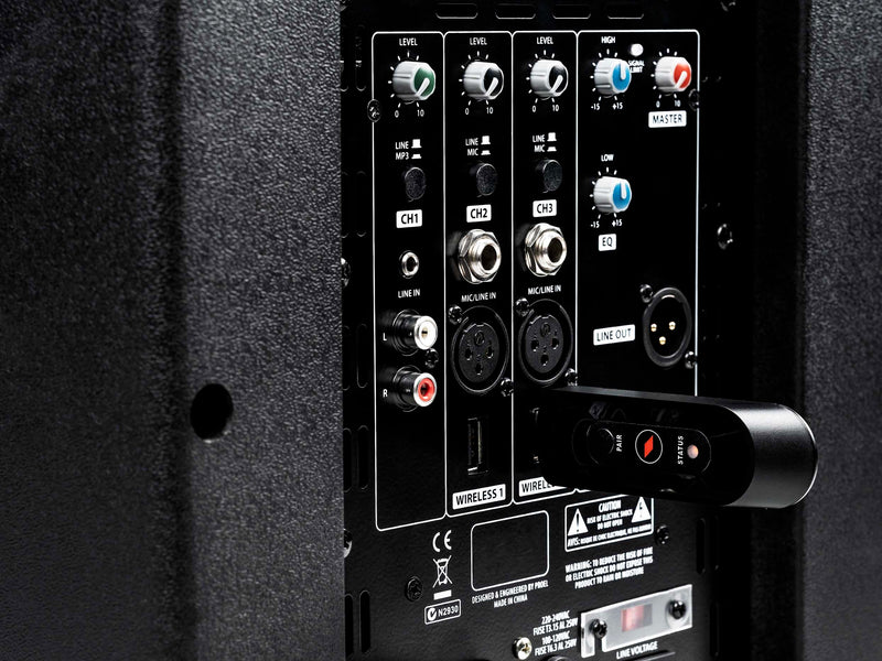 Proel V12WAVE Système audio à haut-parleurs bi-amplifiés à 2 voies de 12 pouces de la série V-WAVE avec mélangeur à 3 canaux et lecteur multimédia