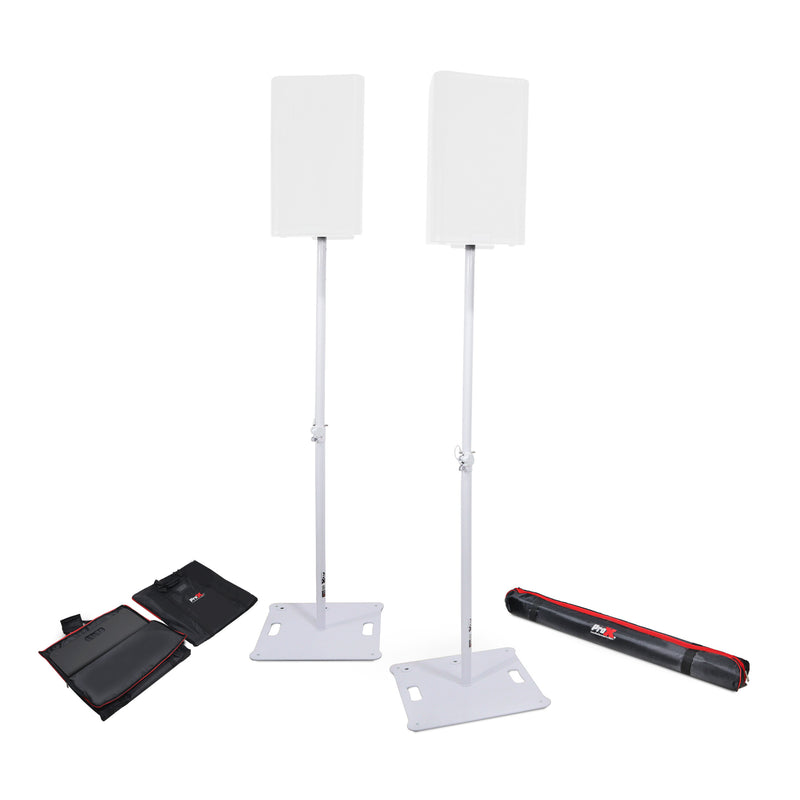 ProX X-POLARIS WH POLARIS™ Portable Speaker and Lighting Dual Stand Kit w/Base Plate, Telescoping Pole, and Carry Bags (White Finish)