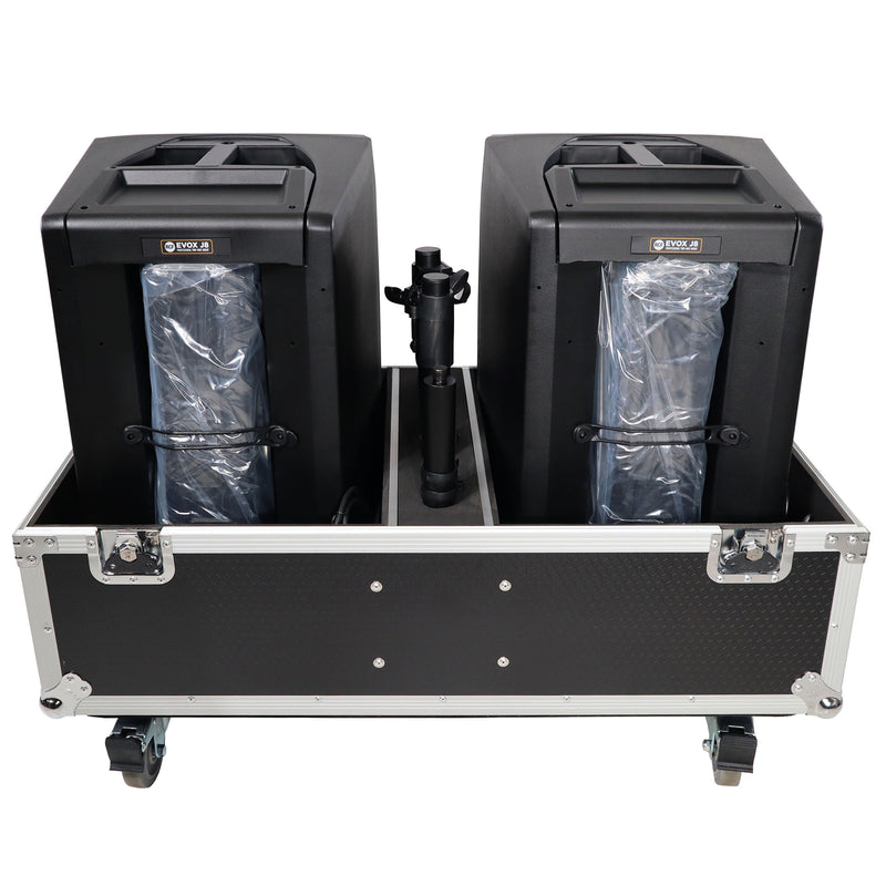 ProX X-RCF-EVOX8J8X2W ATA Style Flight-Road Case For RCF EVOX 8 J8 JMIX8 Speaker Array System Fits Two Speakers and Subs